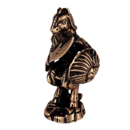 Brass Reptile Face Warrior Statue With Sword