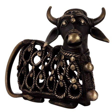 Brass Jali Design Sitting Nandi Statue