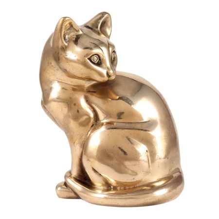 Sitting Brass Cat Figurine For Gifting