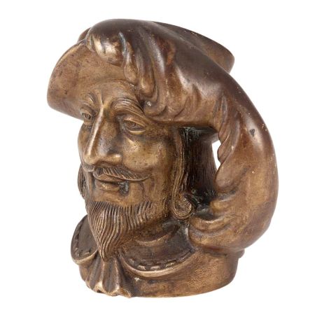Brass Pirate Head  Pen Holder Mug In Antique Finish