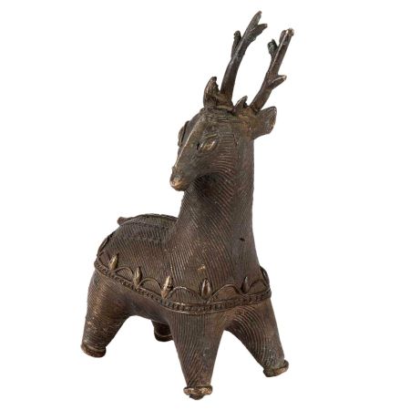Brass Dhokra Tribal Art Reindeer Figurine