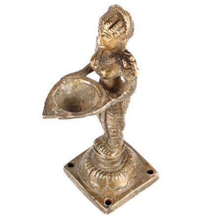 Brass Deeplaxmi Holding Diya In Antique Finish