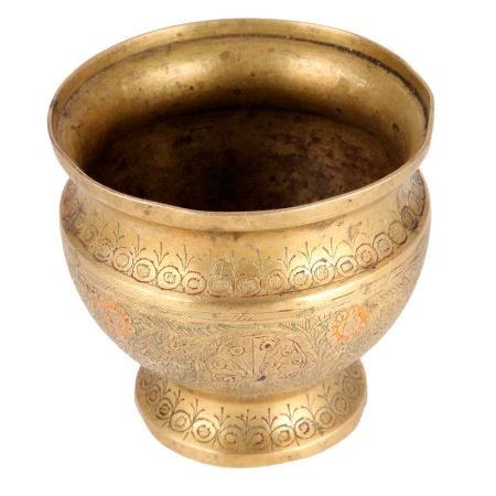 Brass Carved  Planter Flower Plant Pot