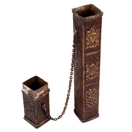 Tibetan Buddhist Copper Incense Case