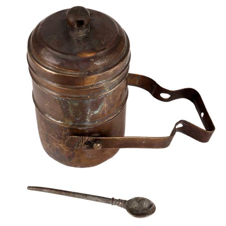 Brass Tiffin Box Or Dabba With Spoon