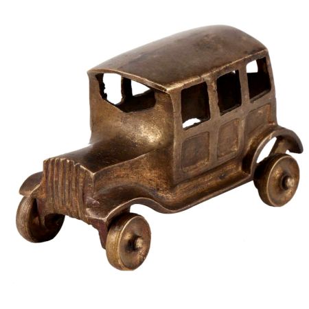 Brass Toy Car For Decoration With Dark Patina