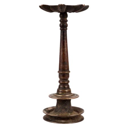 Indian7 Faceted Brass Oil Lamp From South India