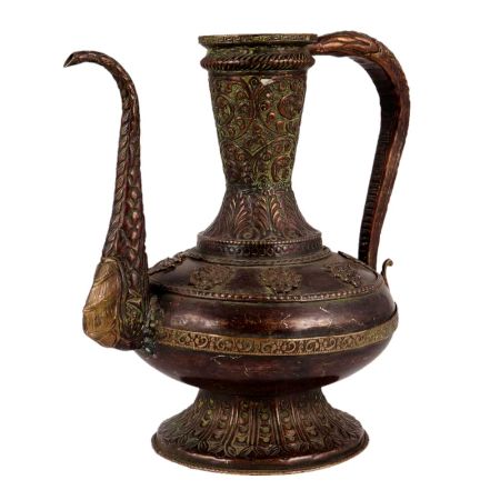 Old Copper Surahi With engraved Islamic Design