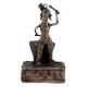 Tribal Brass Drummer Musician Statue In Dark Finish