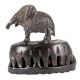 Brass Elephant Statue Atop Foot Scrubber In Dark Finish