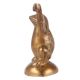 Brass Frog Figurine With Both Hands Raised Above Shoulders