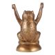 Brass Frog Figurine With Both Hands Raised Above Shoulders
