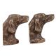 Brass  Dachshund Dog Face Bookends In Dark Finish