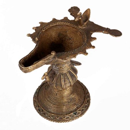 Dhokra Peacock Indian Oil Lamp