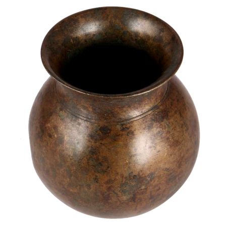 Brass Round Water Storage Pot In Antique Finish