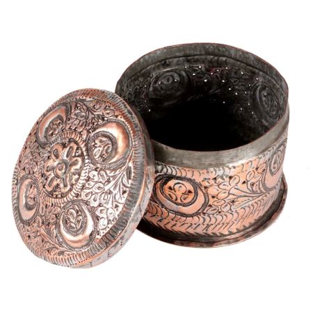 Copper Round kumkum Box