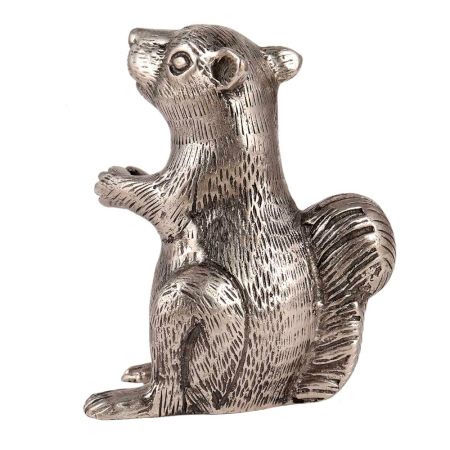 Brass Squirrel Figurine In Silver Finish
