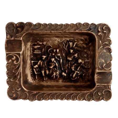 Brass Tray With Village Scene