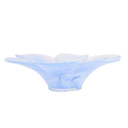 Blue Glass Flower Serving Dish Bowl In Pair