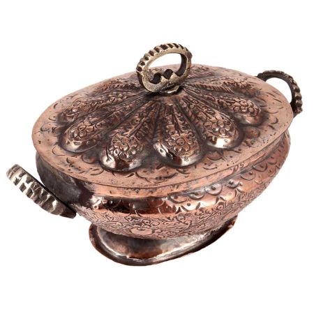 Copper Rice Bowl With Lid And Handles