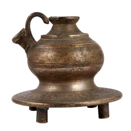 Old Brass Hookah Pot with Engraved Design