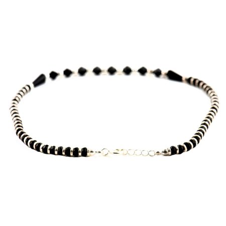92.5 Sterling Silver Nazariya Bracelet With Black Beads