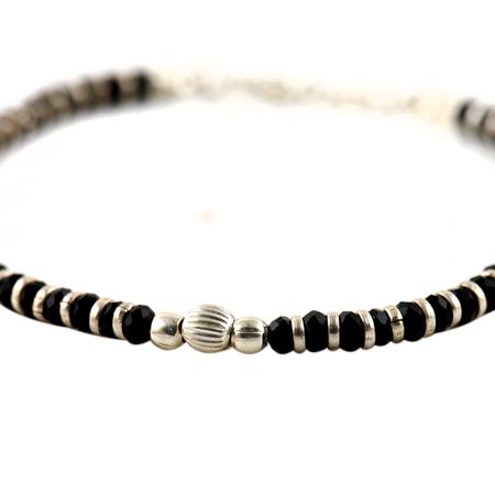 92.5 Sterling Silver Nazariya Bracelet with Black Crystals for Women