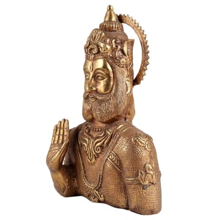 Brass Indian King Bust Statue With Beard  And Crown
