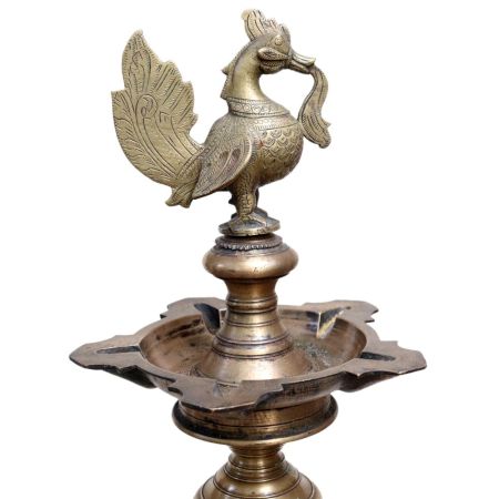 Brass Peacock Kuthu Villaku Oil Lamp