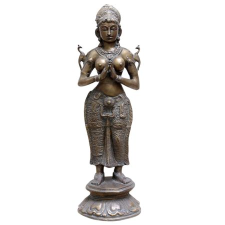 Brass Namaste Lady Statue