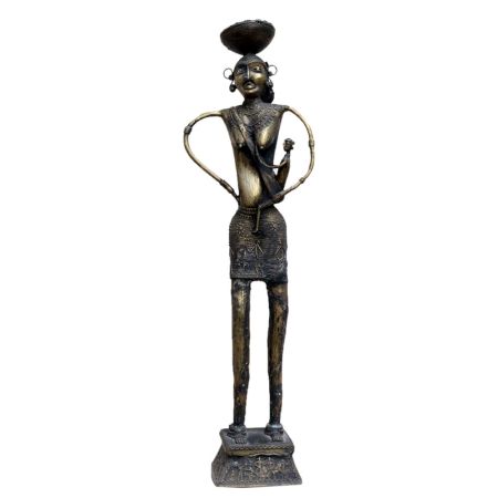 Tribal Mother Love Brass FigurineÂ In Black Finish