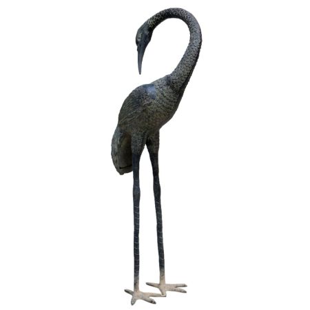 Brass Crane Statue Black Finish