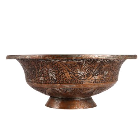 Hand Chased Red Copper Bowl For Decoration