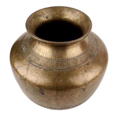 Handmade Golden Brass Hindu Ritual Pot