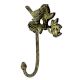 Single Brass Hook With Bird Perched On Branch White Detailing