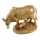 Handmade Golden Brass Kamdhenu Cow with Calf Idol