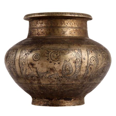 Handmade Brass Water Pot Featuring an Elephant Design