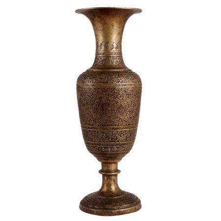 Brass Vase With Intricate Carved Design