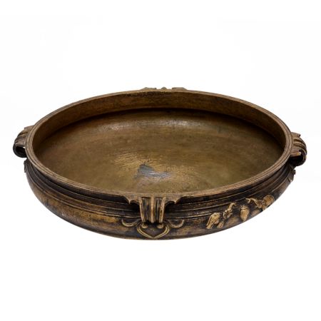 Designer Brass Urli having Enameled Peacock