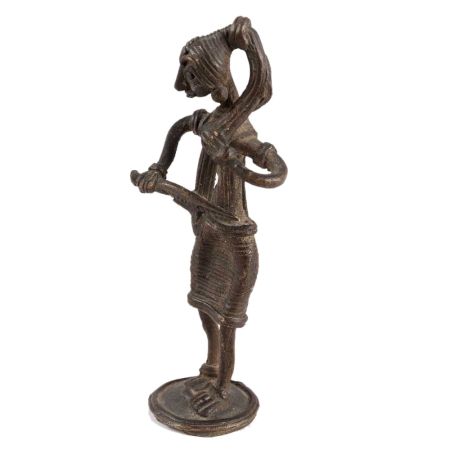 Lady Combing Hair Dhokra Brass Statue