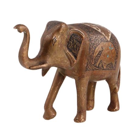 Brass Elephant Trunk UpÂ Statue