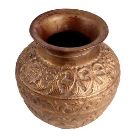 Embossed BrassÂ Kalash Pot ForÂ Pooja Ghar