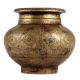 Old Hand Carved Brass Water Pot With Dark Finish
