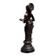 Brass Deep Laxmi Holding Oil Lamp In Antique Finish