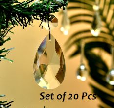 Clear Glass Tear Drop Hanging Crystal Set of 20