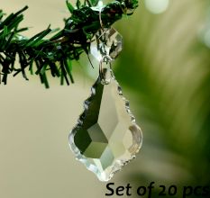 Clear Crystal Maple Leaf Christmas Tree Ornaments-Chandelier Lamp Drop-Set of 20