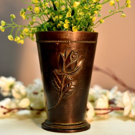 Rose Embossed Mix Metal Glass In Antique Finish