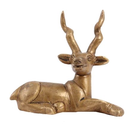 Brass Sitting Deer Figurine For Home Decoration