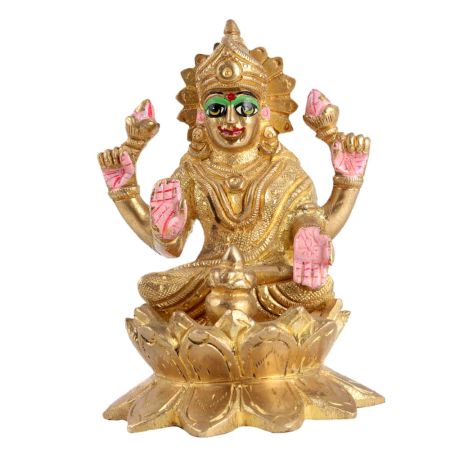 Brass Goddess Laxmi Blessing Statue