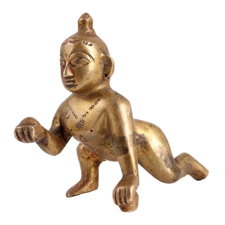 BrassÂ Laddu Gopal or little Krishna Statue